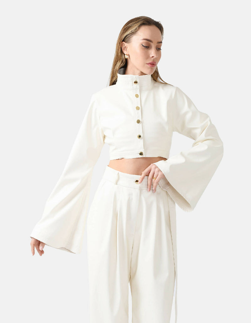 Hush Cropped Jacket White