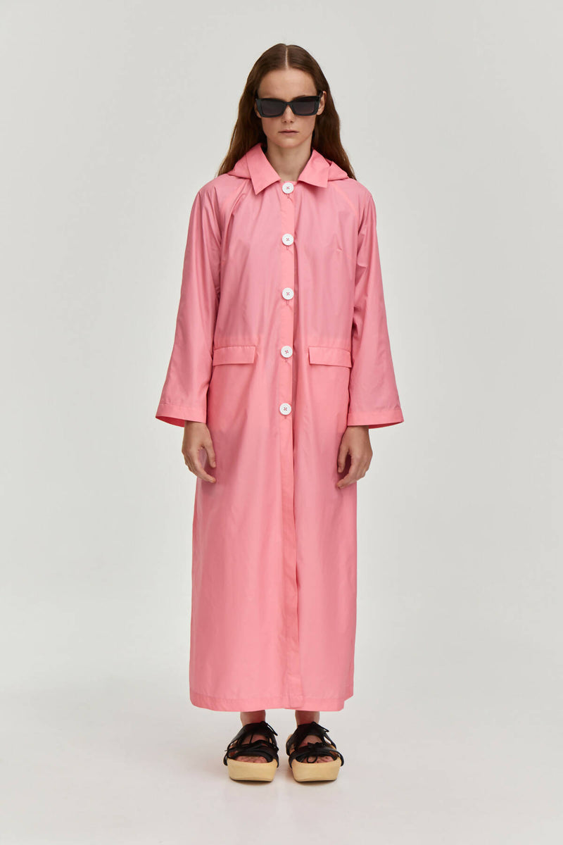 Waterproof Long Raincoat - Pink