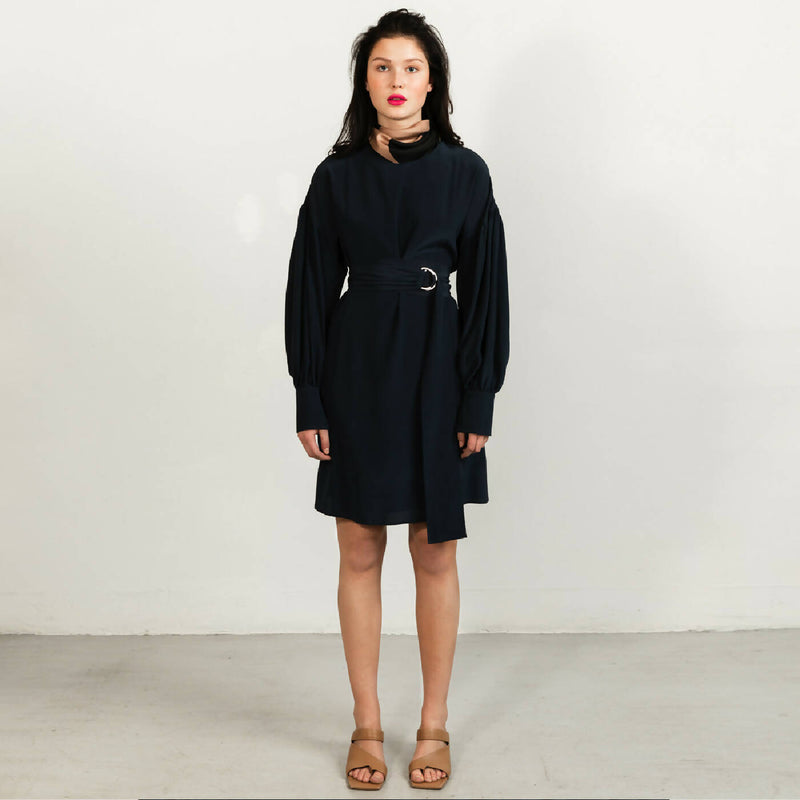 Silk Sunday dress navy