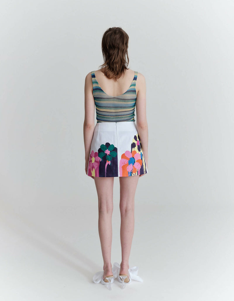 Flower Mini Skirt - Hand Print