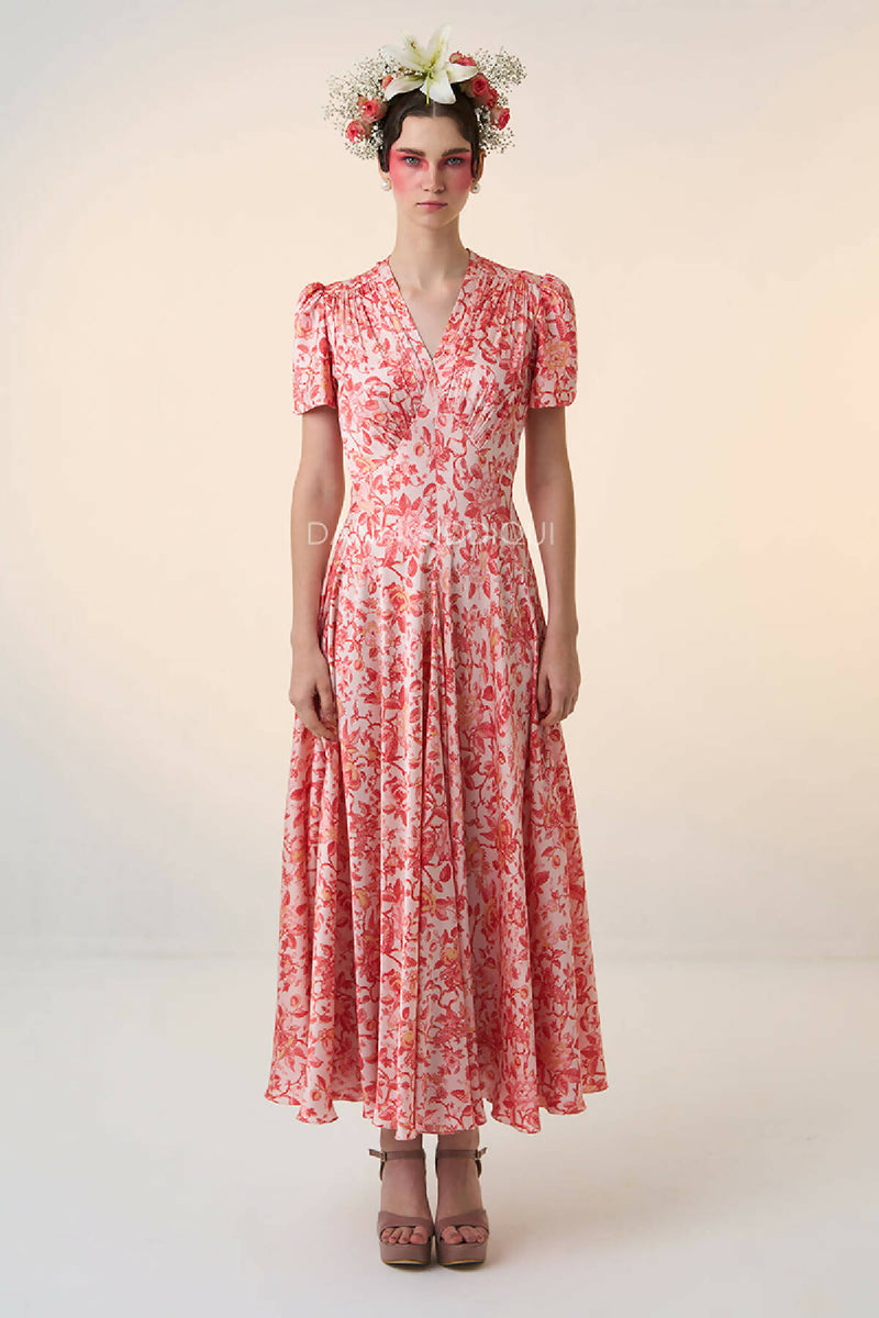 FLORAL FLARY MIDI DRESS