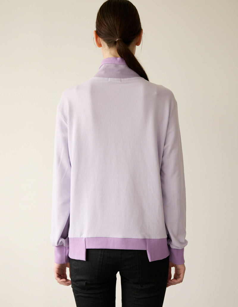 Color Combination Rib Turtle Sweatshirt_Pale Lavender