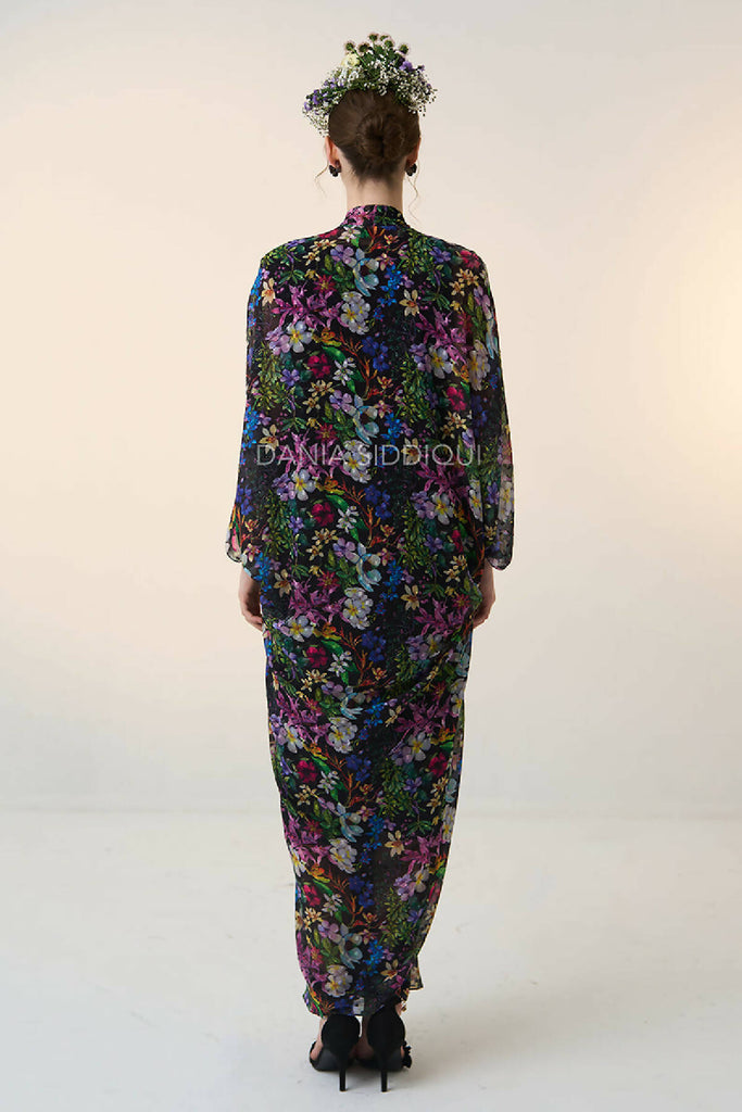 FLORAL PRINT DRAPE KAFTAN