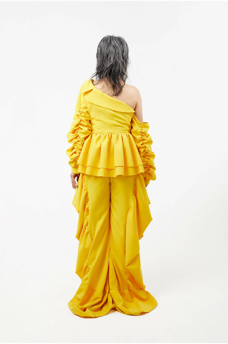 MARIGOLD YELLOW PANTS WITH RUFFLES