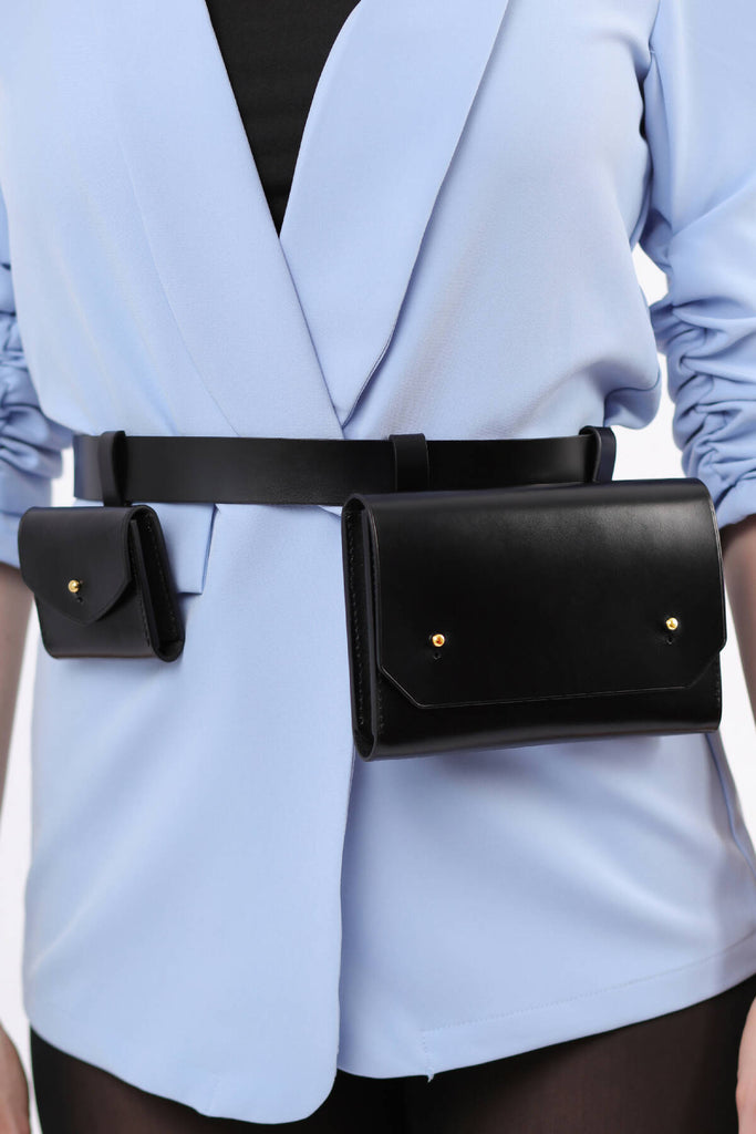 Leather Double Belt Bag