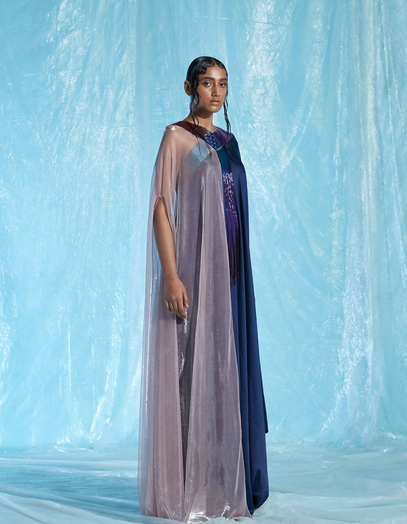 Satin and Lurex Glass Kaftan