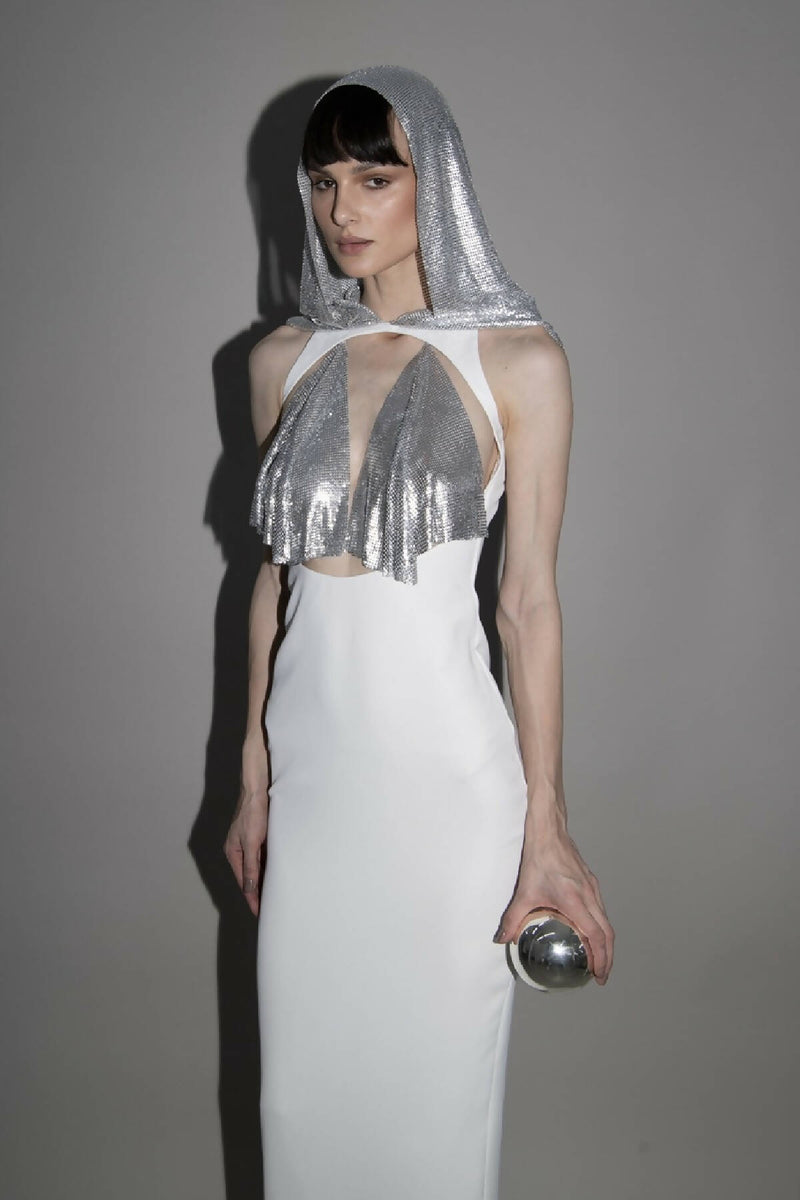 METALLIC HOODED GOWN