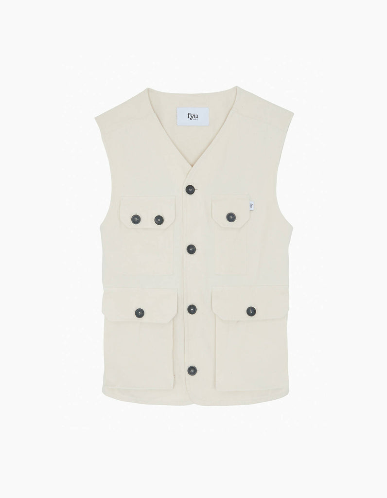 Otis Denim Utility Vest Cream