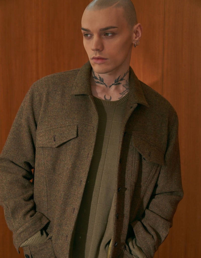 Genderless Tweedy Wool Blouson