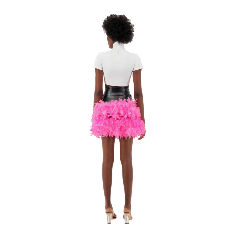 Pink Feather Trim Skirt