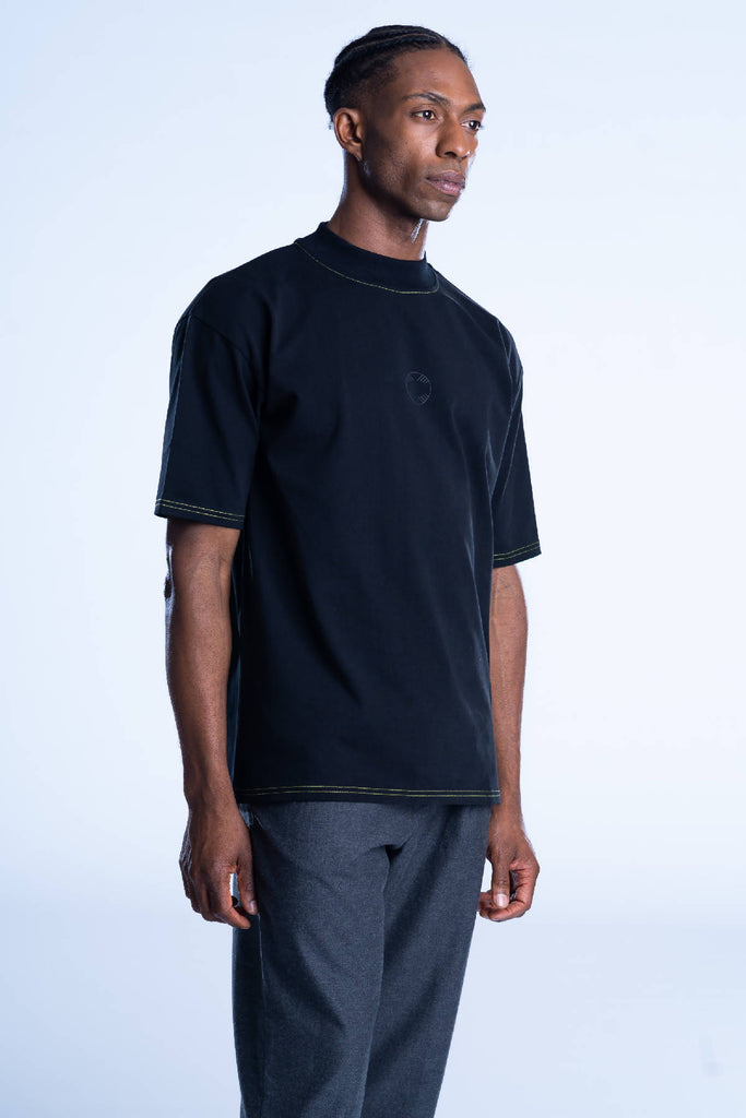 Mock Neck Green Line T-Shirt