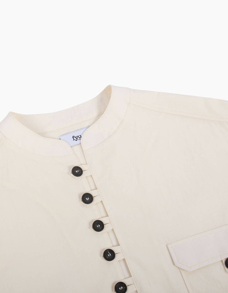 Jane Ecru Collarless Shirt