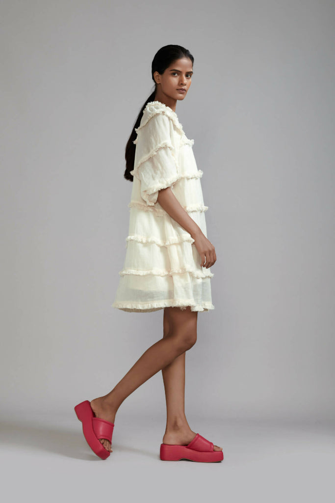 Off-White Fringed Short Dress