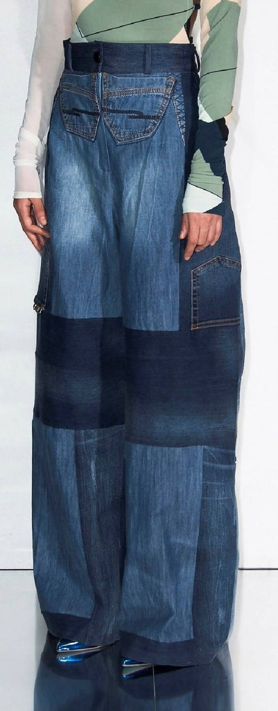 Crystal Patchwork Denim Pants