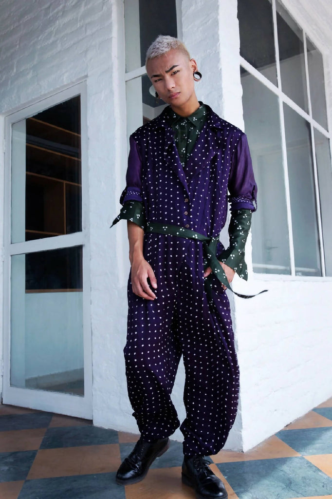 Purple Bandhani Jumpsuit