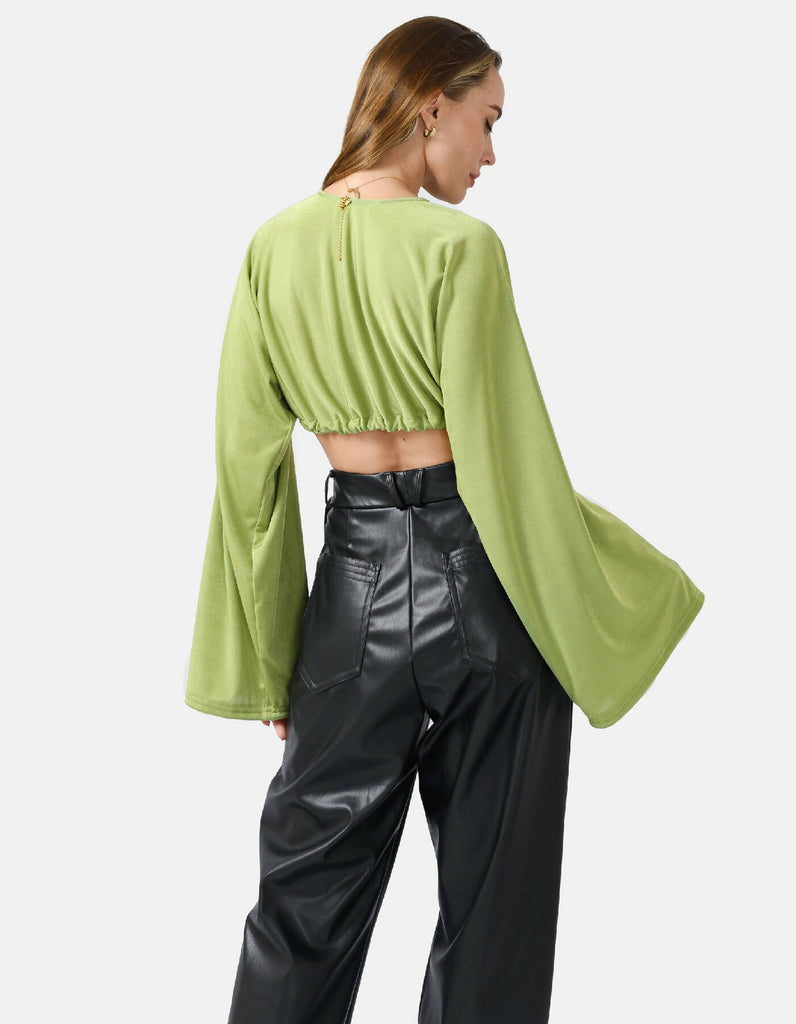 Serenity Cropped Cardigan Green