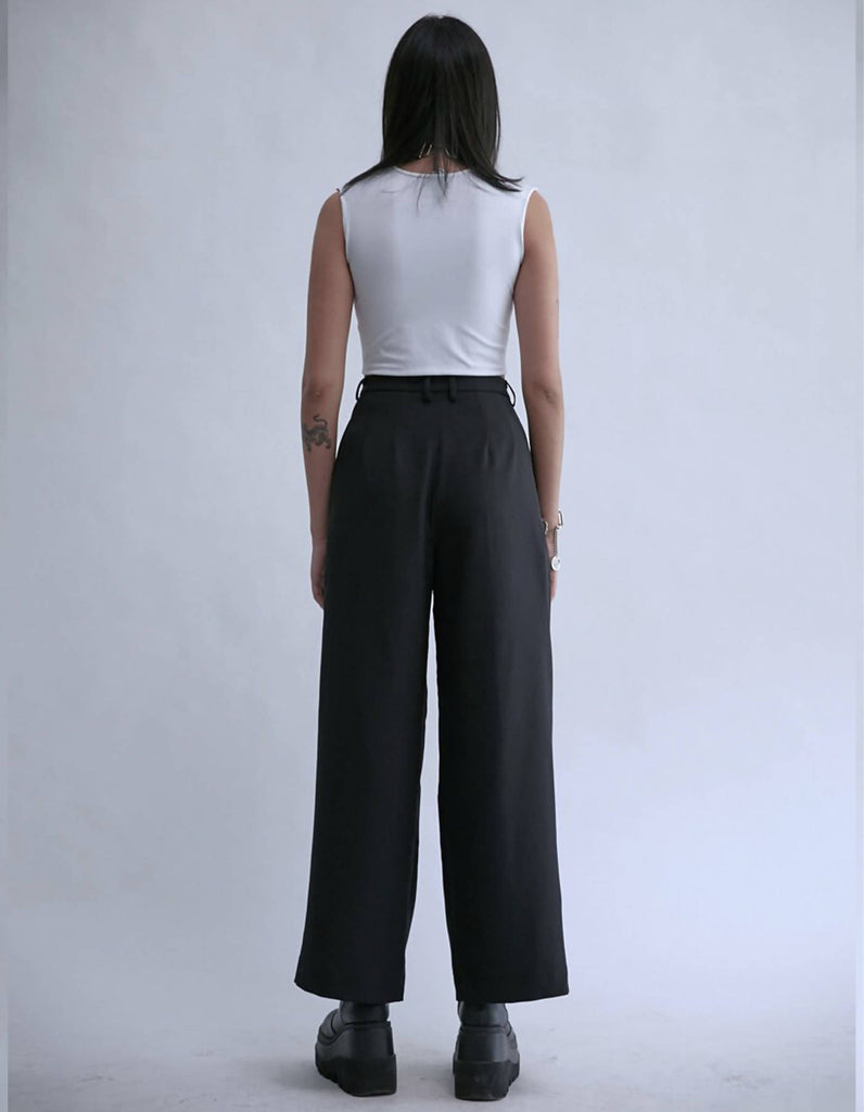 Front Open Zipper Wide Pants