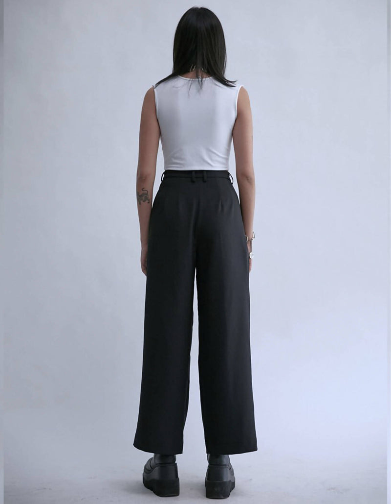 Front Open Zipper Wide Pants