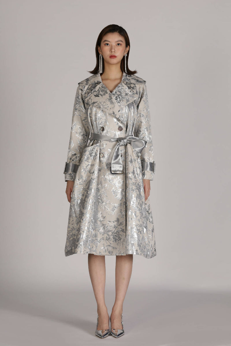 Silver Flora trench coat