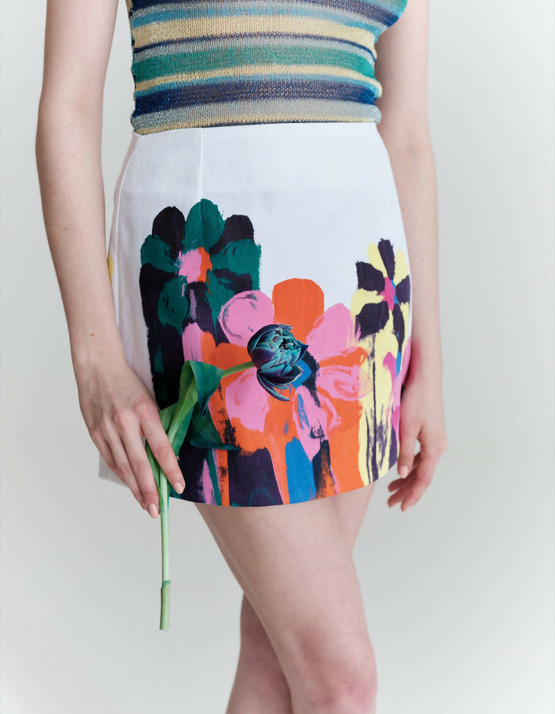 Flower Mini Skirt - Hand Print