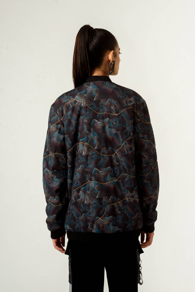 Unisex Agitation Print BomberJacket