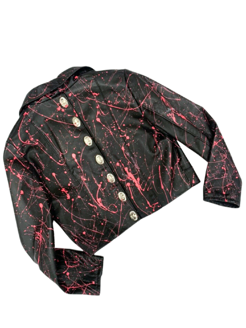 Pink Splatter Leather Jacket