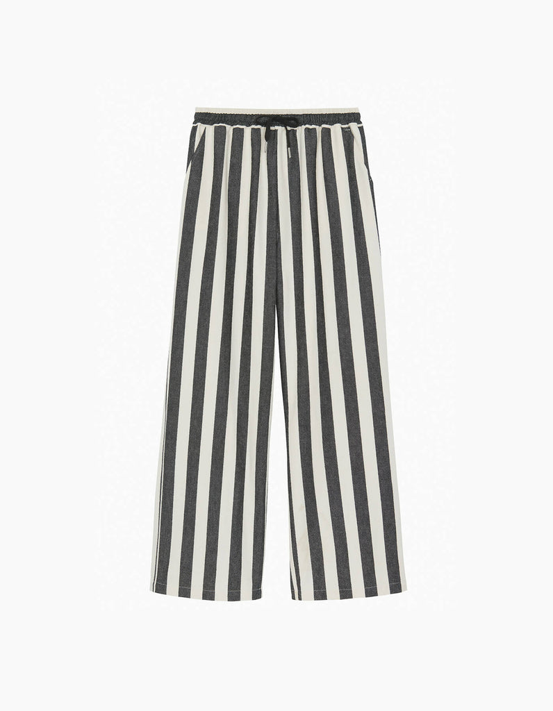 Delia Stripe Wide-leg Trouser Black & White