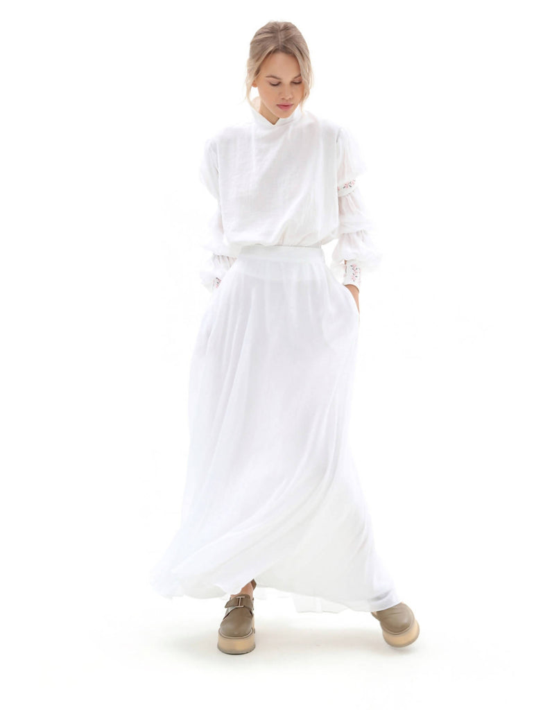 Women’s Batiste “Etno” Skirt In Pure White