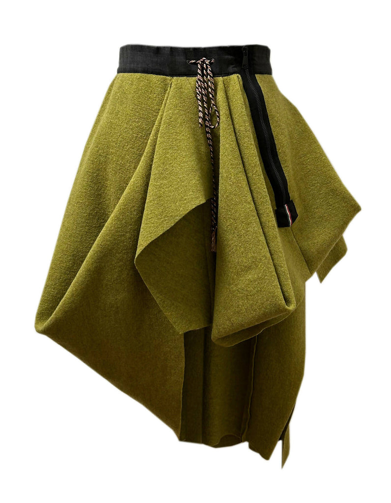 Wool draping cascade skirt