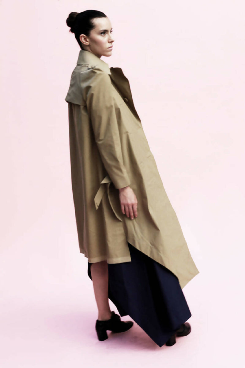 Origami Water Repellent Cotton Trench Coat / Khaki