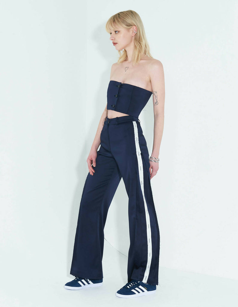 Pleated Logo-Tape Trousers