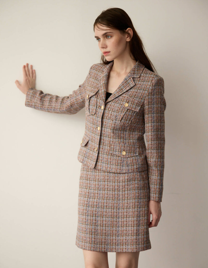 Tweed Suit Jacket & Skirt_TAKISADA NAGOYA SLAB TWEED