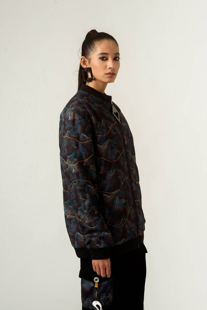 Unisex Agitation Print BomberJacket