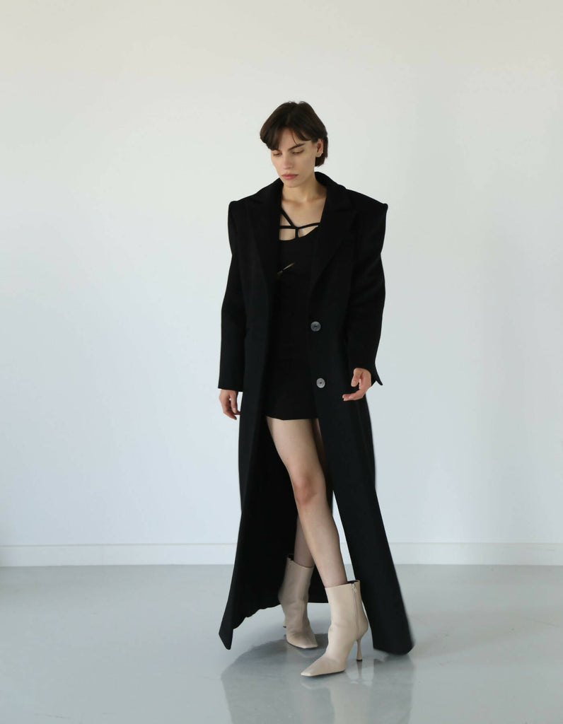 Genesis Long Black Cashmere Coat