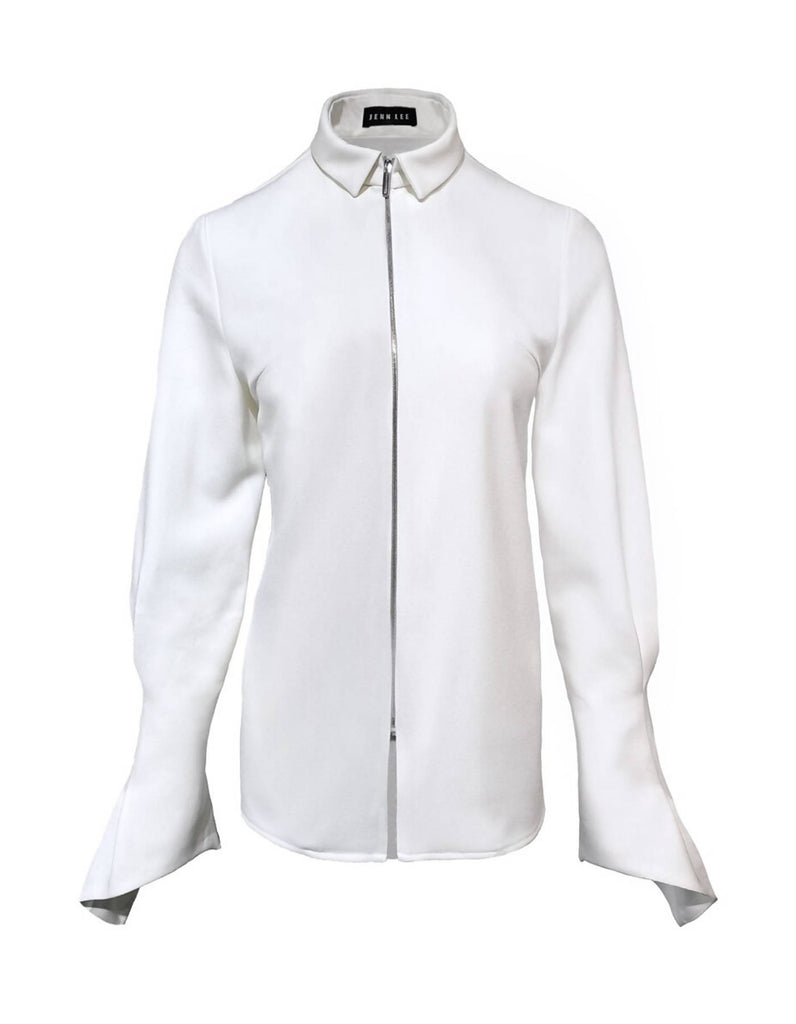 Sharp Shaped Sleeves Zippier Shirt