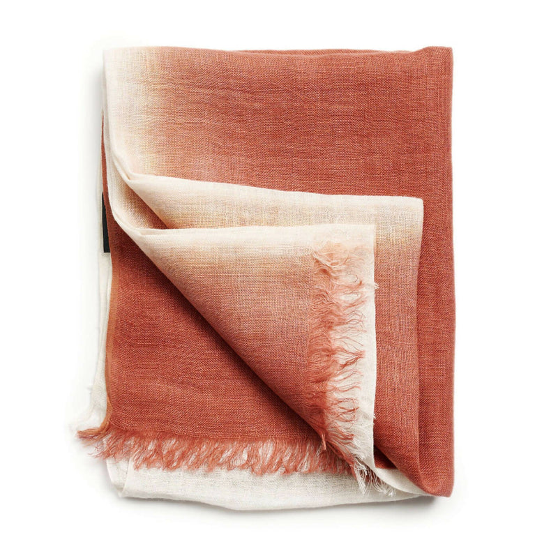 Pecan White Ombre Handloom Linen Scarf