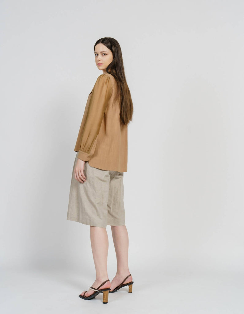 Linen Piping Summer Blouse