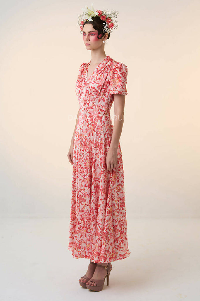 FLORAL FLARY MIDI DRESS