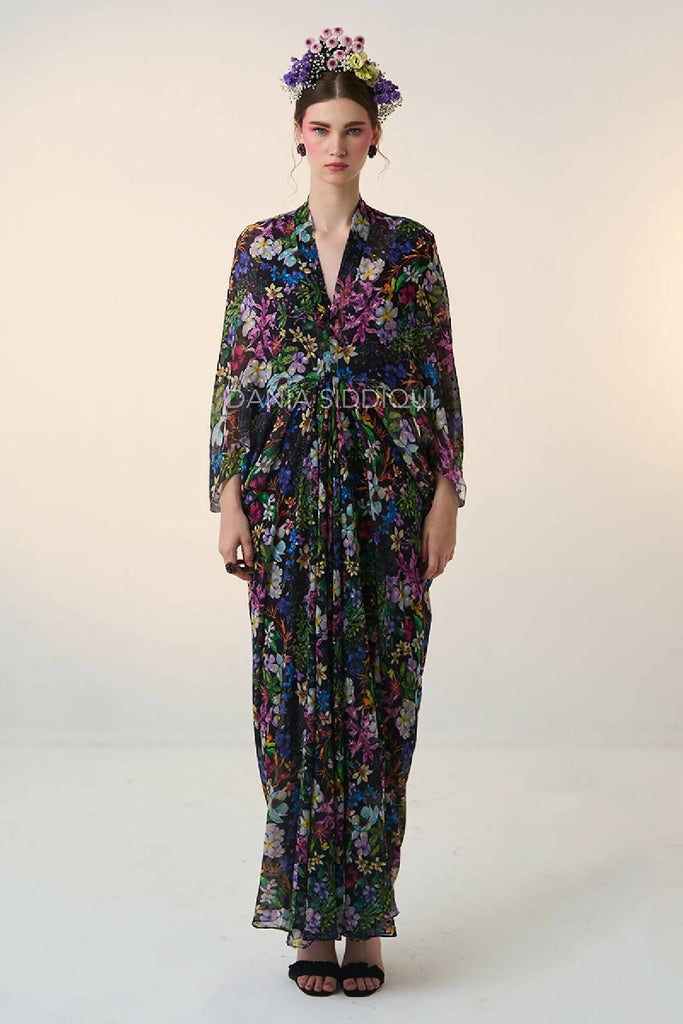 FLORAL PRINT DRAPE KAFTAN