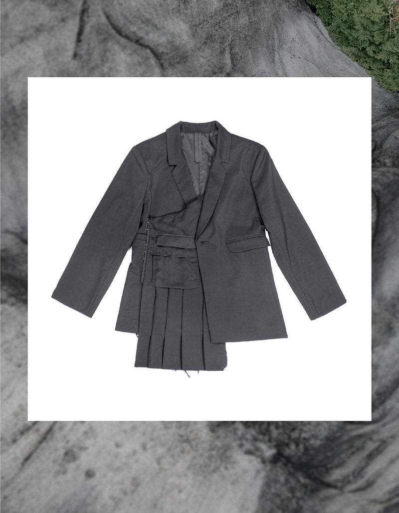 Deconstructed Pleated Skirt Transformable Suit