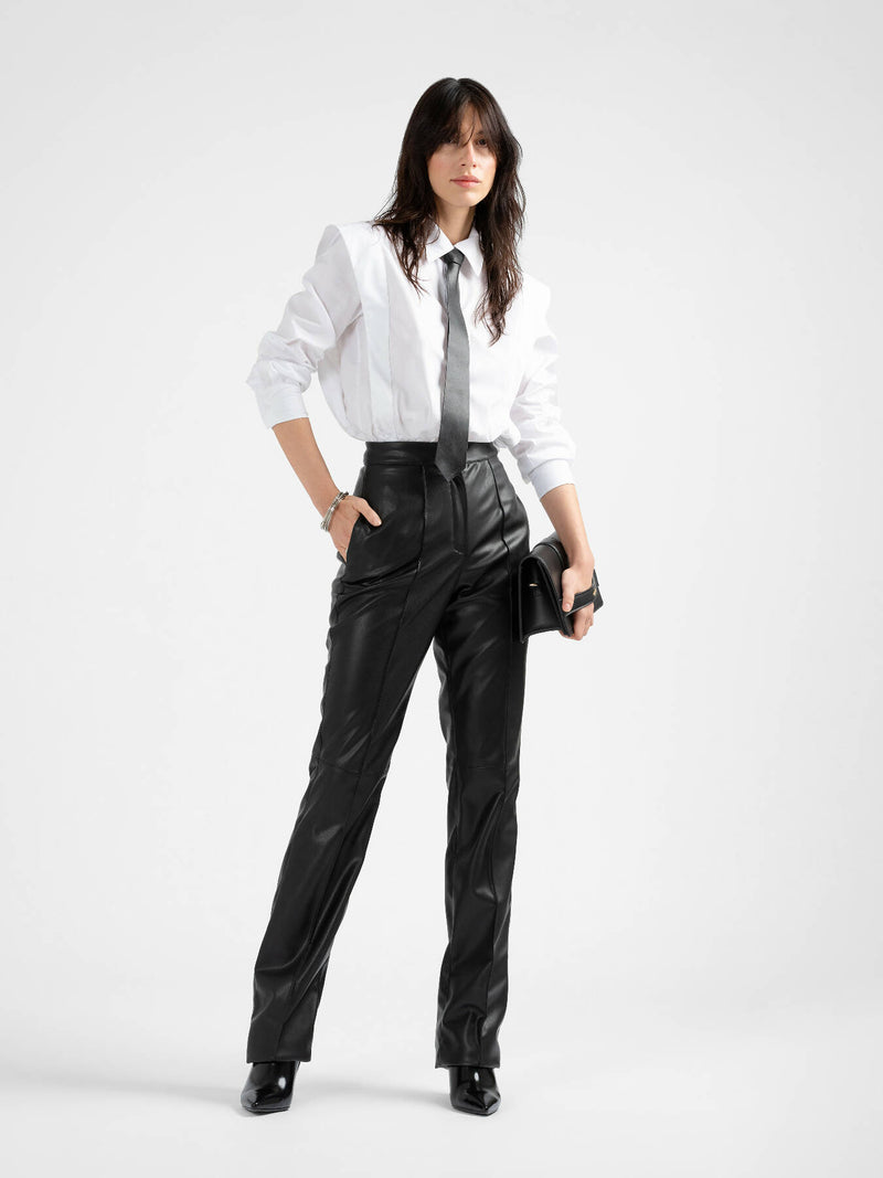 HANNAH Leather Straight Trousers