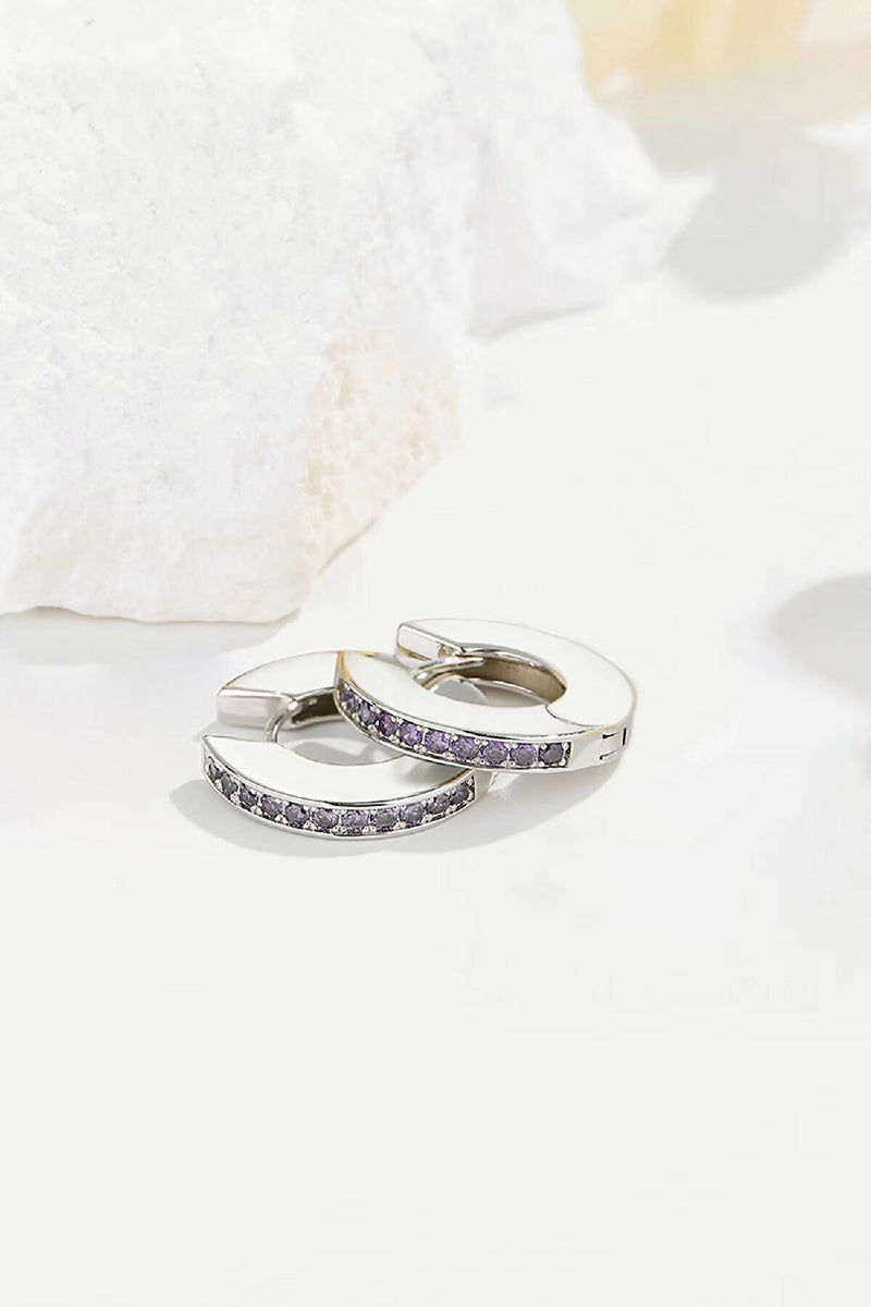 Adara Purple Cubic Zirconia Hoop Earrings