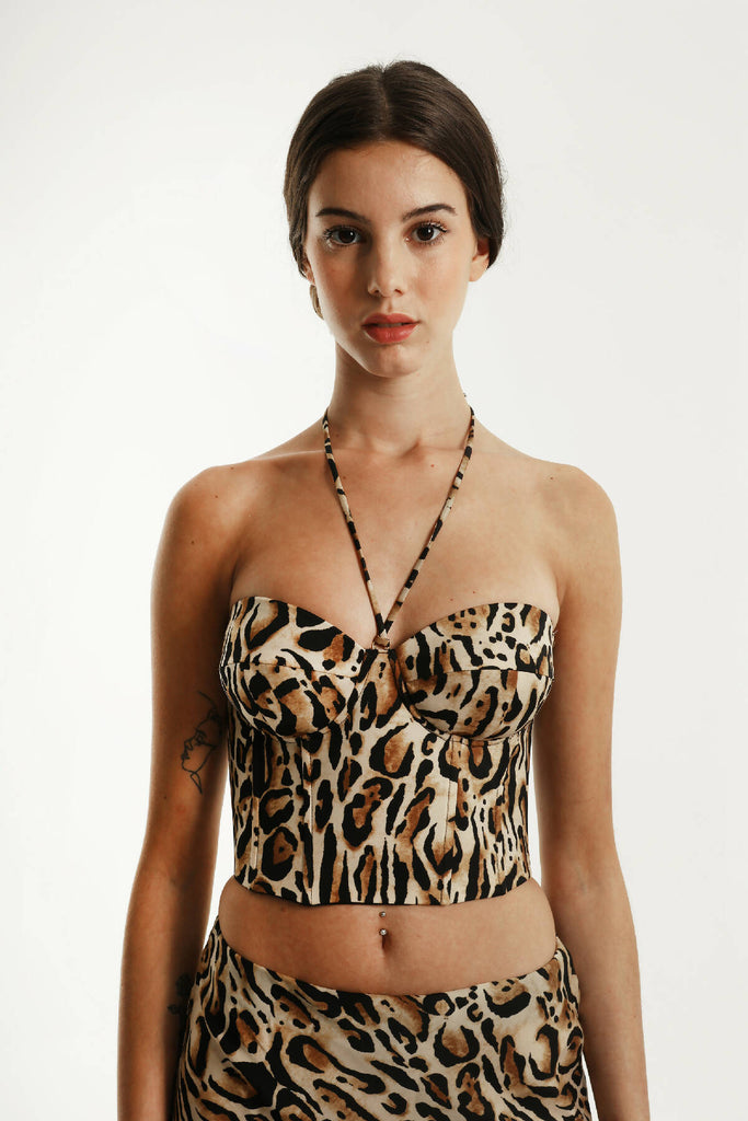 Animal print bustier top