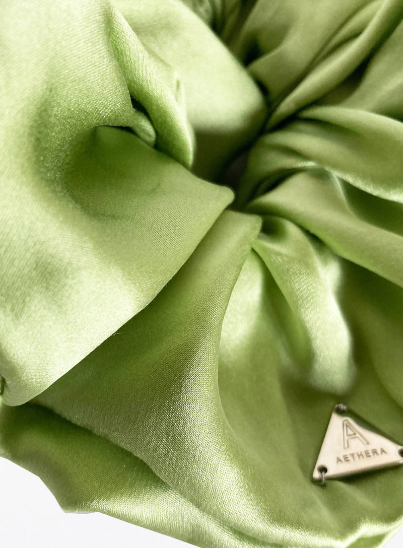 Luciana Oversized Silk Scrunchie - Pistachio