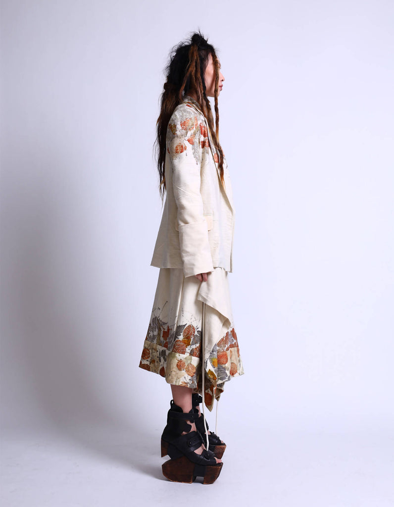 Handmade Botanical Printed Extended Sleeves Jacket