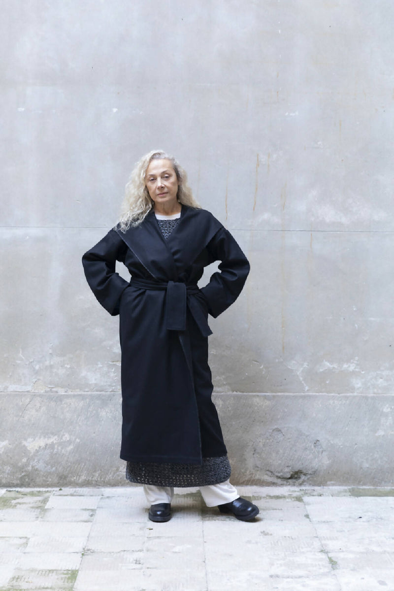 Recycled Wool Long Overcoat