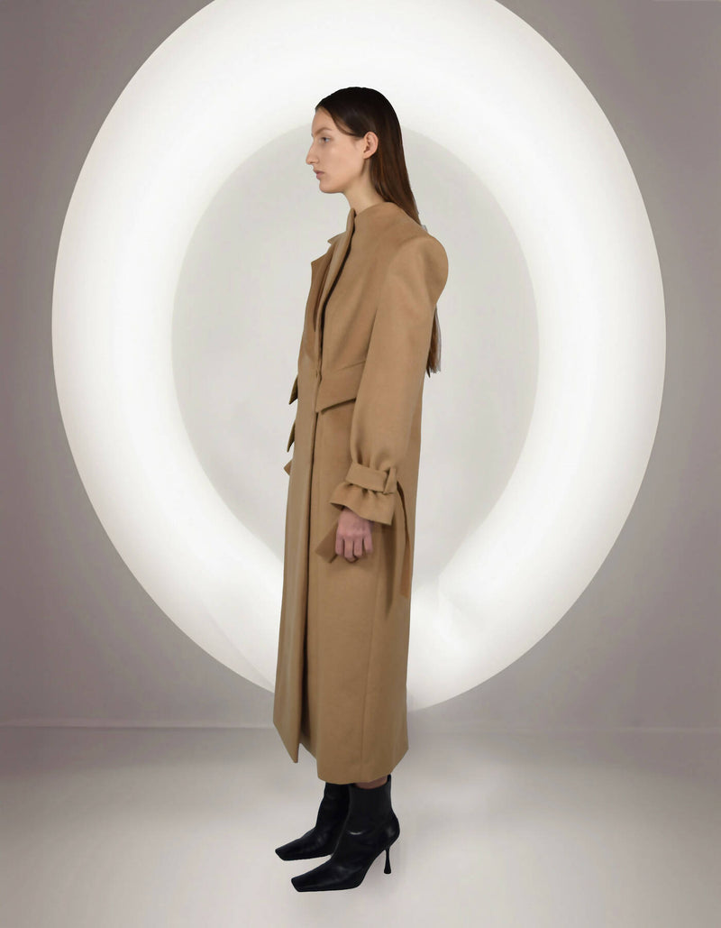 Zane Cashmere Long Beige Coat