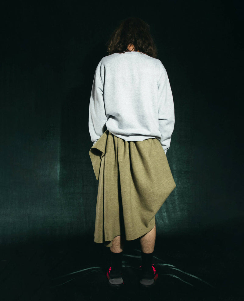 Wool draping cascade skirt