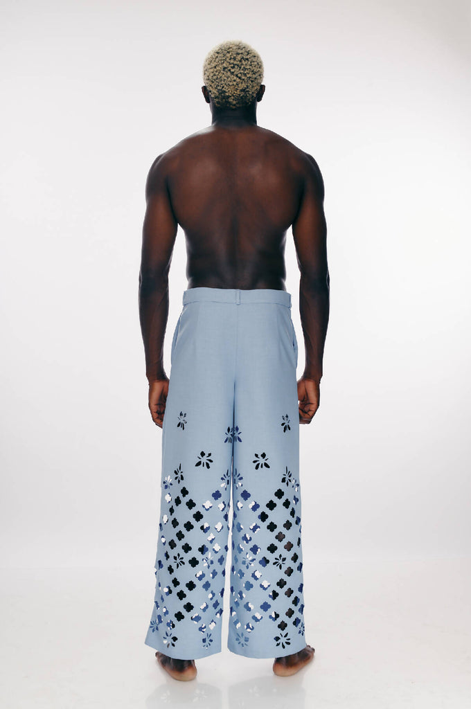 Wide-leg mashrabiya trousers