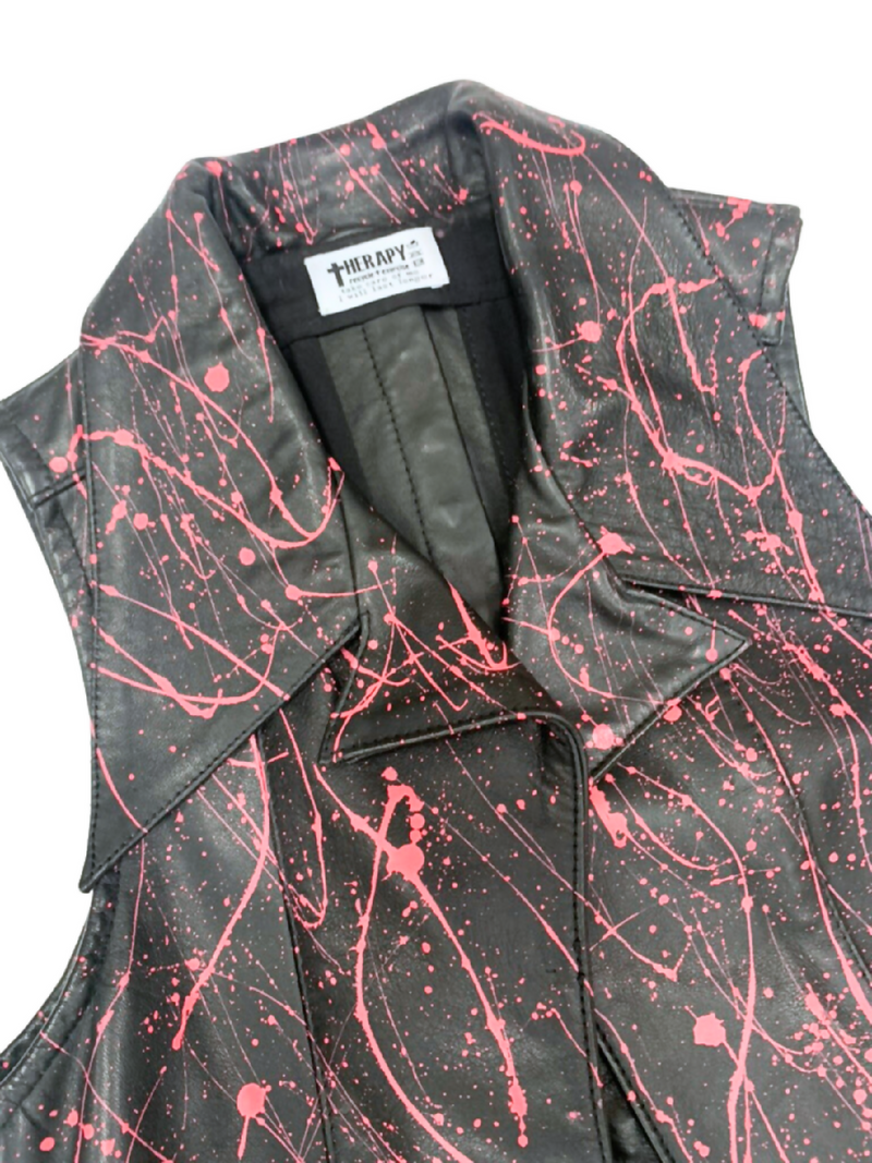 Pink Splatter Leather Vest